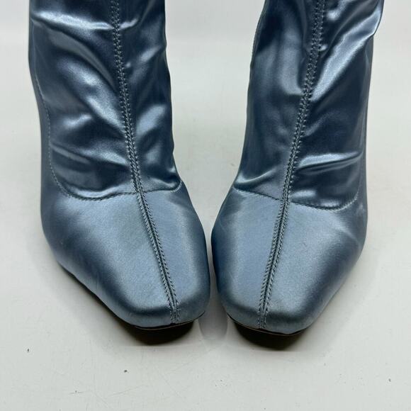 Ice-blue Satin Sock Boot Heel - Picture 5 of 9